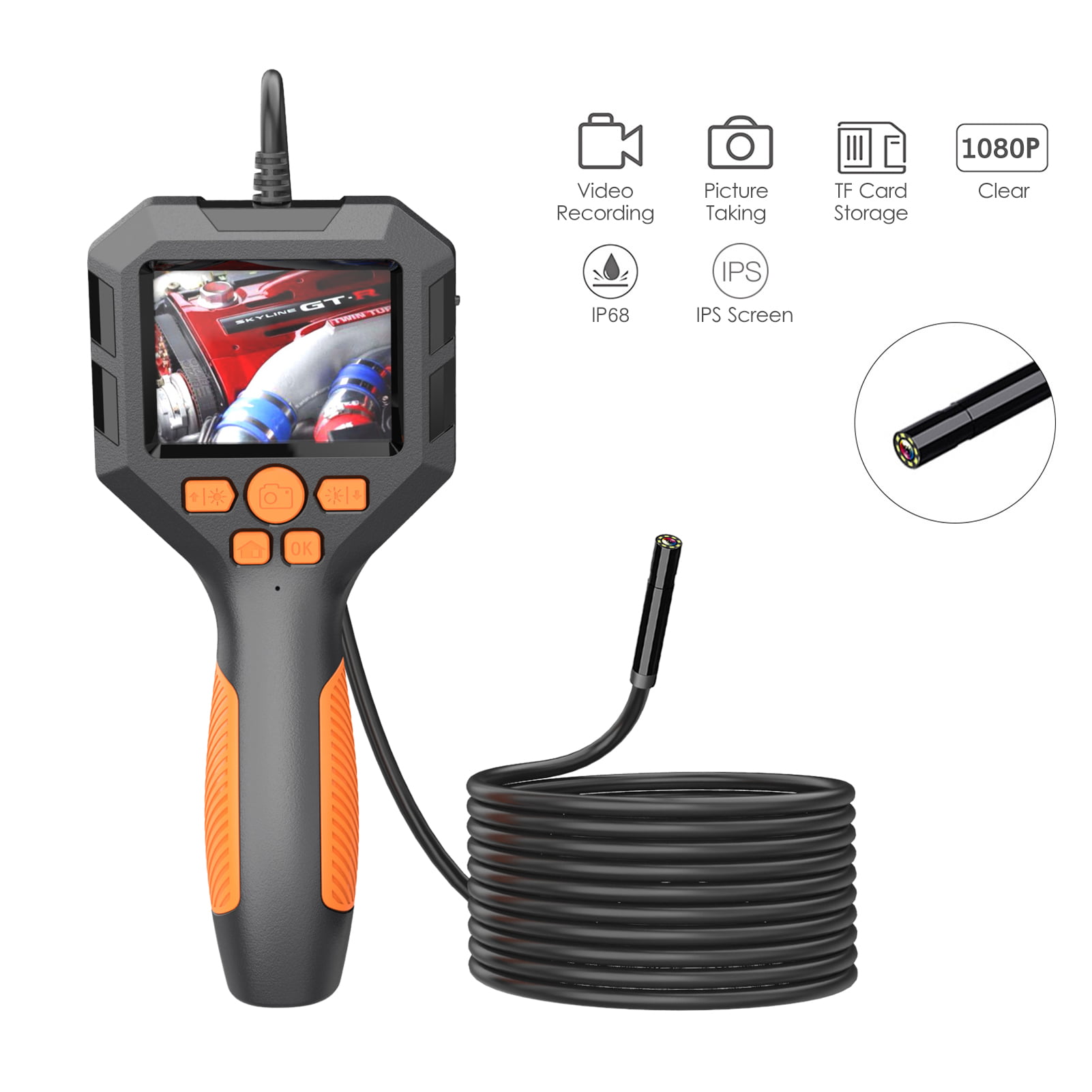 DEPSTECH Wireless Endoscope Camera with Light, 5.0MP HD Inspection Camera  Waterproof Borescope, Snake Camera, 16.5FT Semi-Rigid Cable for iPhone  Android 