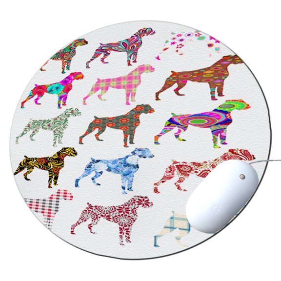 KuzmarK Round Mousepad / Hot Pad / Trivet - Boxer Dog