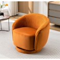 thumbnail image 2 of Silla de barril giratorio de terciopelo de 366 grados, sillón moderno de acento plisado con base resistente y cojín acolchado grueso, 2 of 5