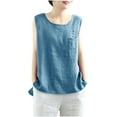 thumbnail image 3 of Fanxing 3XL Cute Summer Sleeveless Linen Cotton Tops, 3 of 4