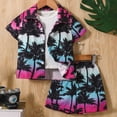 thumbnail image 2 of Boys Summer Outfits Short Sleeve Hawaiian Shirt Tops and Shorts Vacation Set for Kids Summer Clothes Set, 2 of 6