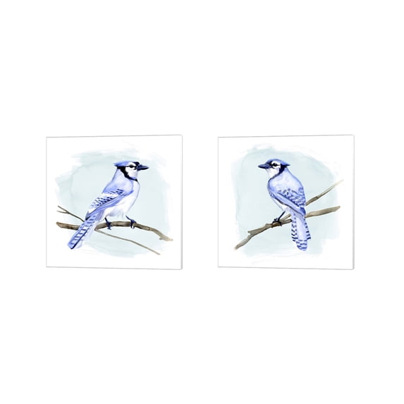Great Art Now Coastal Blue Jay by Jacob Green 2 Piece Canvas Art Set Each 14W x 14H