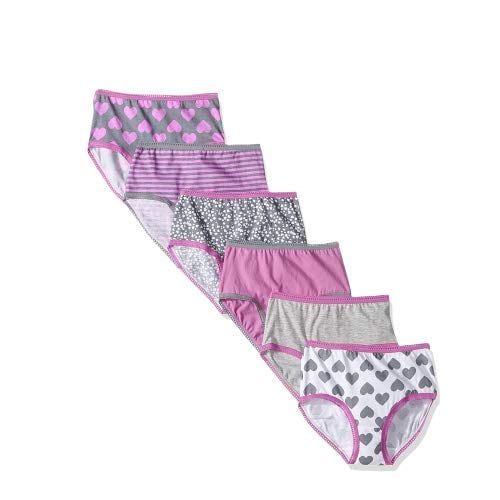 CHEROKEE girls Elastic Waist Lace Trim Hipster , 6 Pack Panties, Assorted 2, 8 US