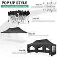 thumbnail image 5 of HOTEEL 10x20 Pop Up Canopy Tent with 6 Removable Sidewalls, Outdoor Waterproof Canopy Tents UV 50+ for Partie Wedding, Heavy-Duty Stable Frame and Carry Bag, Black, 5 of 12