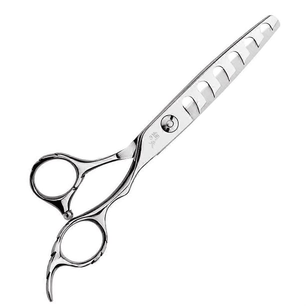 Tijeras de entresacar profesionales de 6 pulgadas con mango ergonómico de fácil agarre y cuchillas de acero inoxidable.