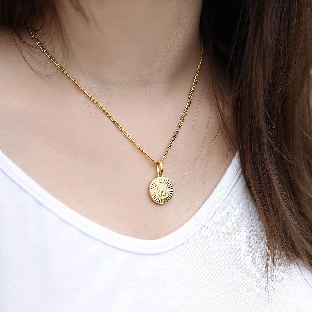 Gold Plated Round Medallion Coin Letter 