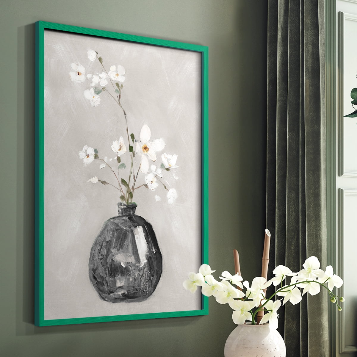 Cottage Spring II Framed Print in Green Solid Wood Framed Print No Nail Hanging