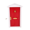 thumbnail image 1 of lionlar Maison de Poupée Miniature Rouge Extérieur Porte en Bois 4 Panneaux avec Poignée, 1 of 9