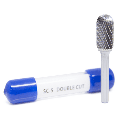 Sc Burr - SC-5 Cylinder Shape Ball Nose - Premium Double Cut Tungsten Carbide Burr 1/4
