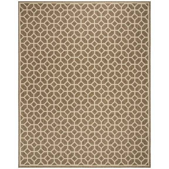 SAFAVIEH Beach House Theo Geometric Indoor/Outdoor Area Rug Beige/Cream, 7'10" x 10'