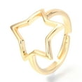 thumbnail image 3 of Adjustable Brass Finger Rings Star Real 18K Gold Plated Size 7 Inner Diameter: 18mm, 3 of 3