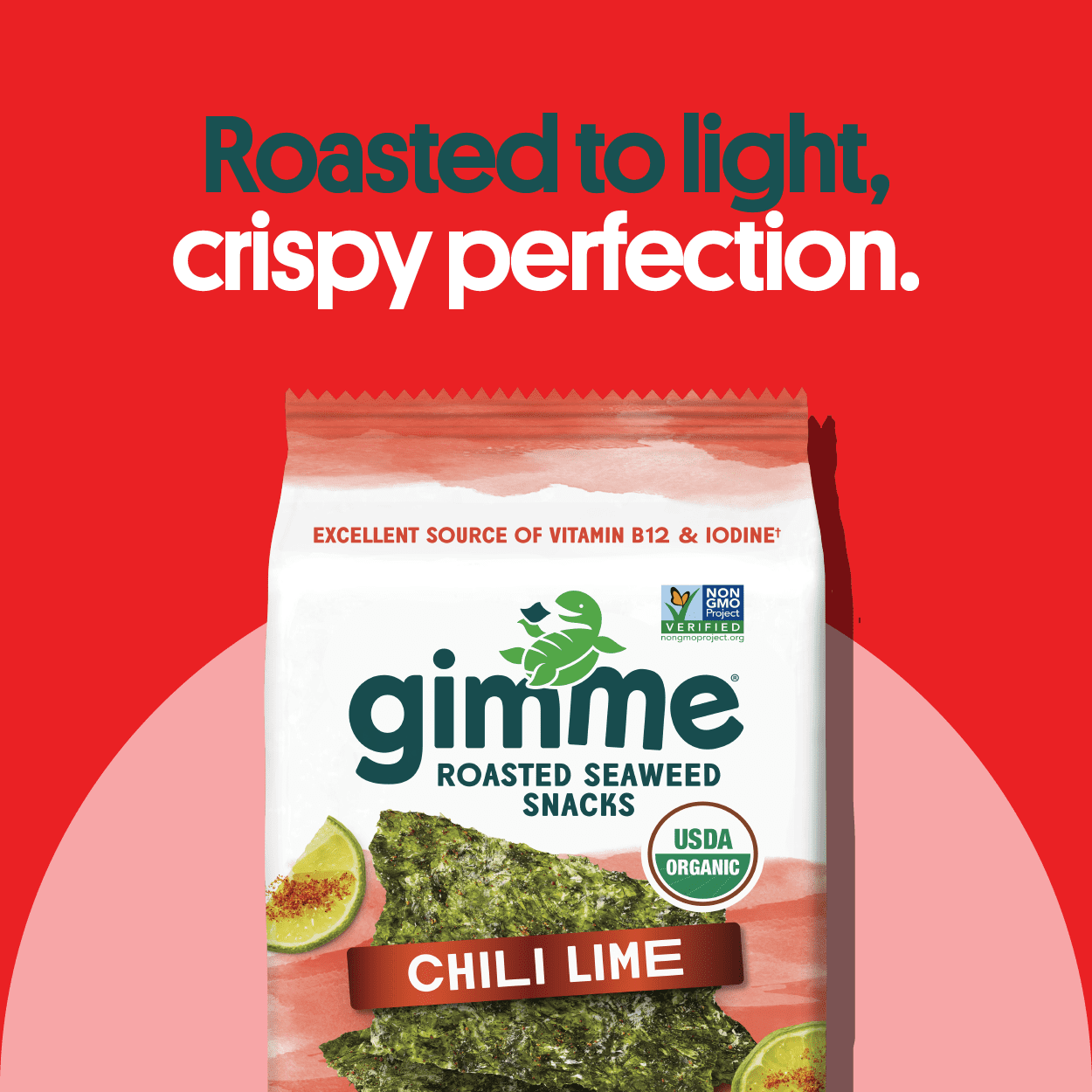 Gimme 20 Pack Chili Lime Seaweed, Premium Organic Roasted Seaweed Snacks, 5 gram, 0.17oz (20 Individually Wrapped Packs)