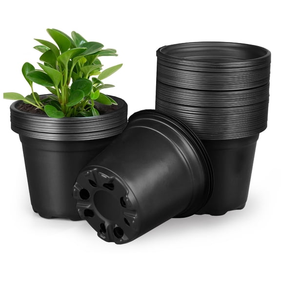 Minzimin 4/5/6 Inch Nursery Pots, 20 Packs Plastic Plant Pot with Drainage Hole, Seedling Starter Pots for Succulents