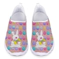 thumbnail image 1 of Zapatillas de deporte ligeras y transpirables con estampado de conejito de huevo colorido, zapatos casuales cómodos de verano para mujer, 1 of 5
