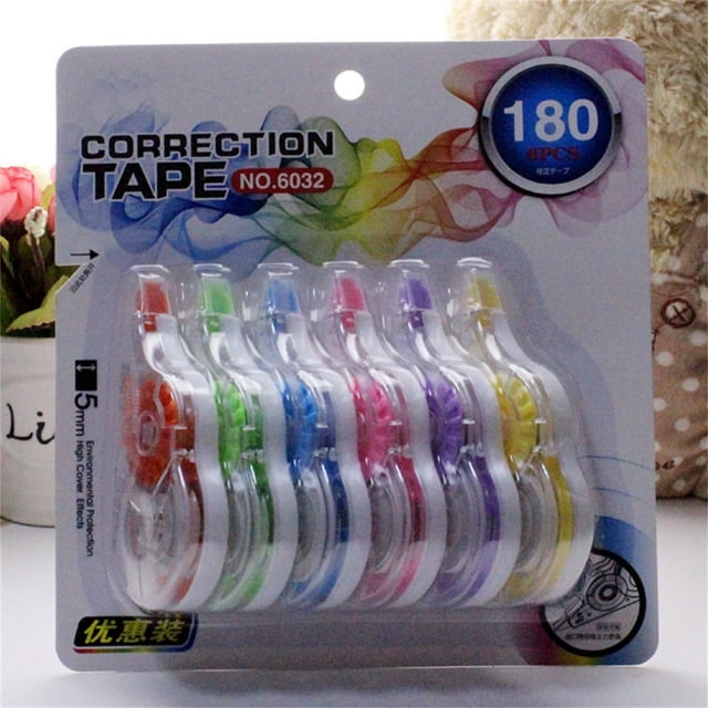 HLONK Correction Tape White Out Tape Whiteout Correct Tape Student Correction Tape 6 Pcs Correction Tape 0.2in Wide 13.1yd Long Large Capacity