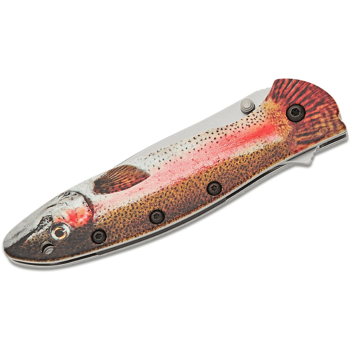 Kershaw Leek Assisted Open Liner Lock Drop Point Blade EDC Folding Pocket Knife -Trout/Silver