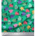 thumbnail image 1 of Soimoi Green Velvet Fabric Working Together Group Printed Fabric 1 Yard 58 Inch Wide, 1 of 2
