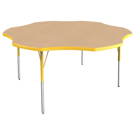 ECR4Kids 60in Flower Premium Thermo-Fused Adjustable Activity Table Maple/Yellow/Yellow - Standard Swivel