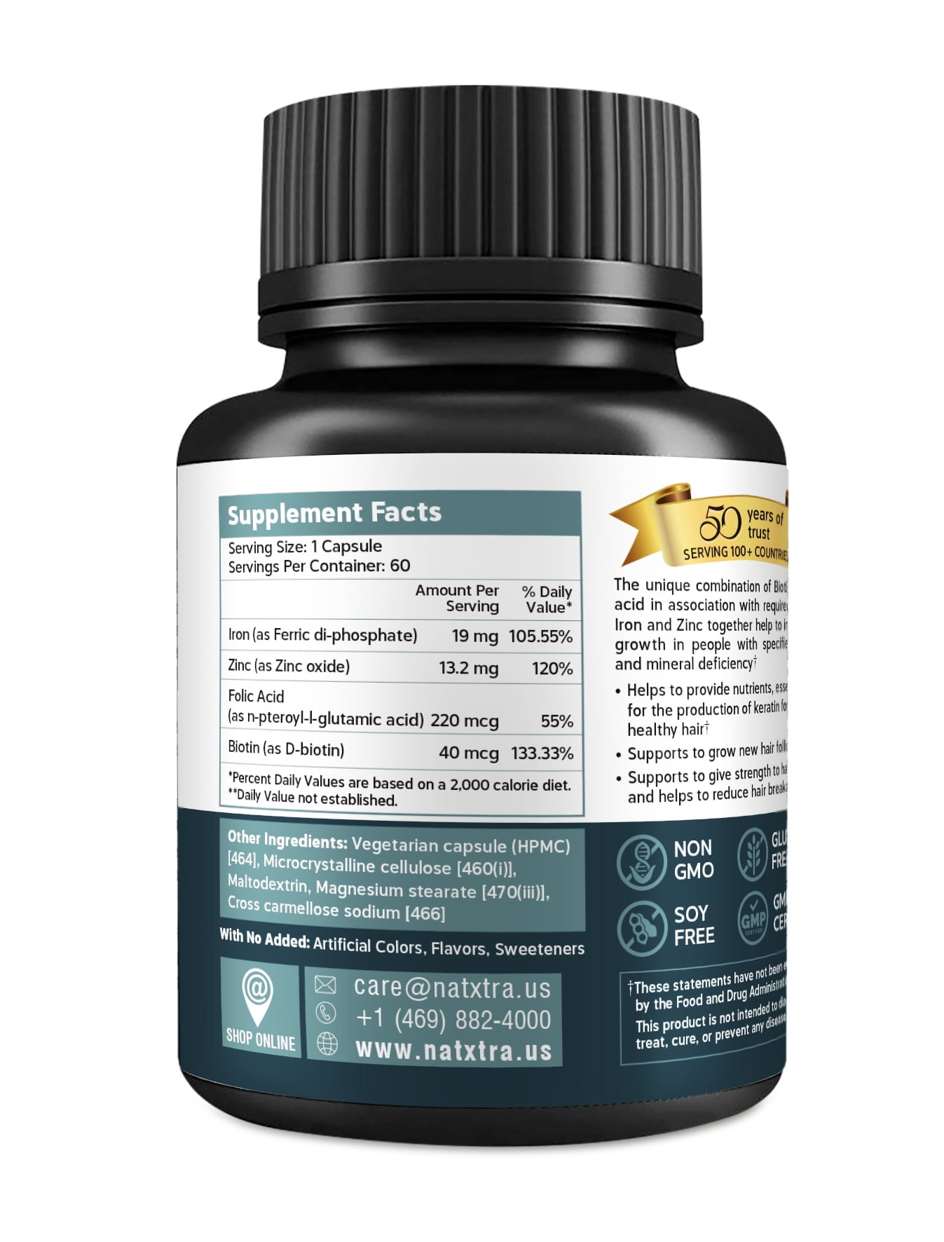 Natxtra Biotin Active + Hair Growth Capsules, 60 Count, 0 Size