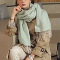 thumbnail image 4 of AWZXDE Women's Long Loose Stripe Pattern Thickened Warm Scarf with Fringe Design Elegant Casual Fashion Versatile Accessory D,A, 4 of 8