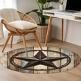 thumbnail image 5 of Country Star Round Living Room Rugs 4 ft, Farmhouse Star Brown Beige Wood Grain Washable Area Rug with Non-Slip Sturdy Edge Binding Round Carpet for Entryway Kitchen Bedroom Bathroom, 5 of 9