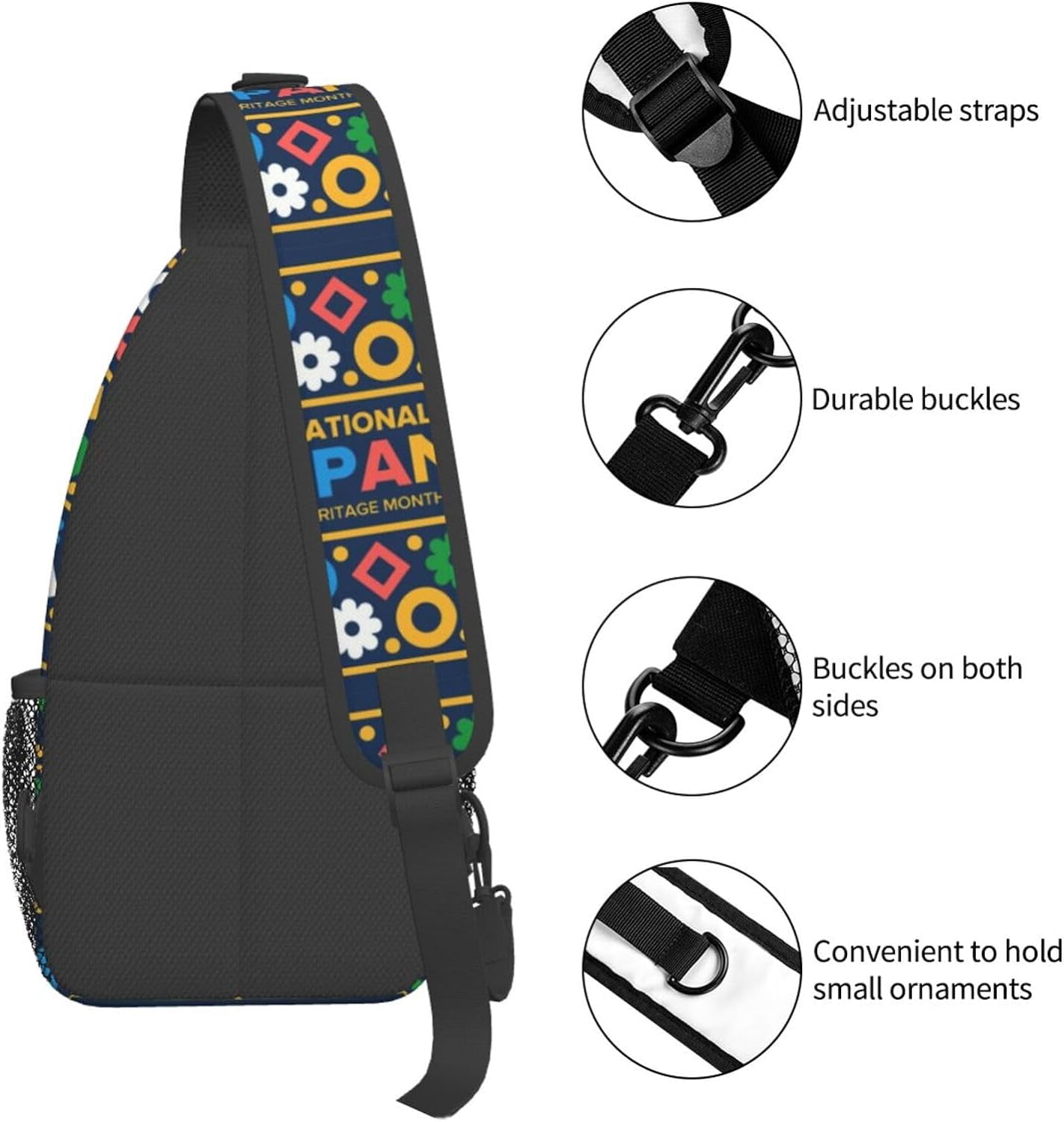 Mes Nacional De La Herencia Hispana Hispanic Heritage Month Sling Bag Crossbody Hiking Travel Chest Bags Backpack Shoulder Daypack for Women Men