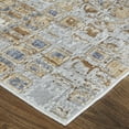 thumbnail image 3 of Feizy Laina Transitional Geometric, Tan/Ivory/Blue, 3' x 10' Runner Easy Care Pet & Kid Friendly Stain Resistant Mid-Century Modern Distressed Floor Rug for Living room Bedroom, 3 of 8