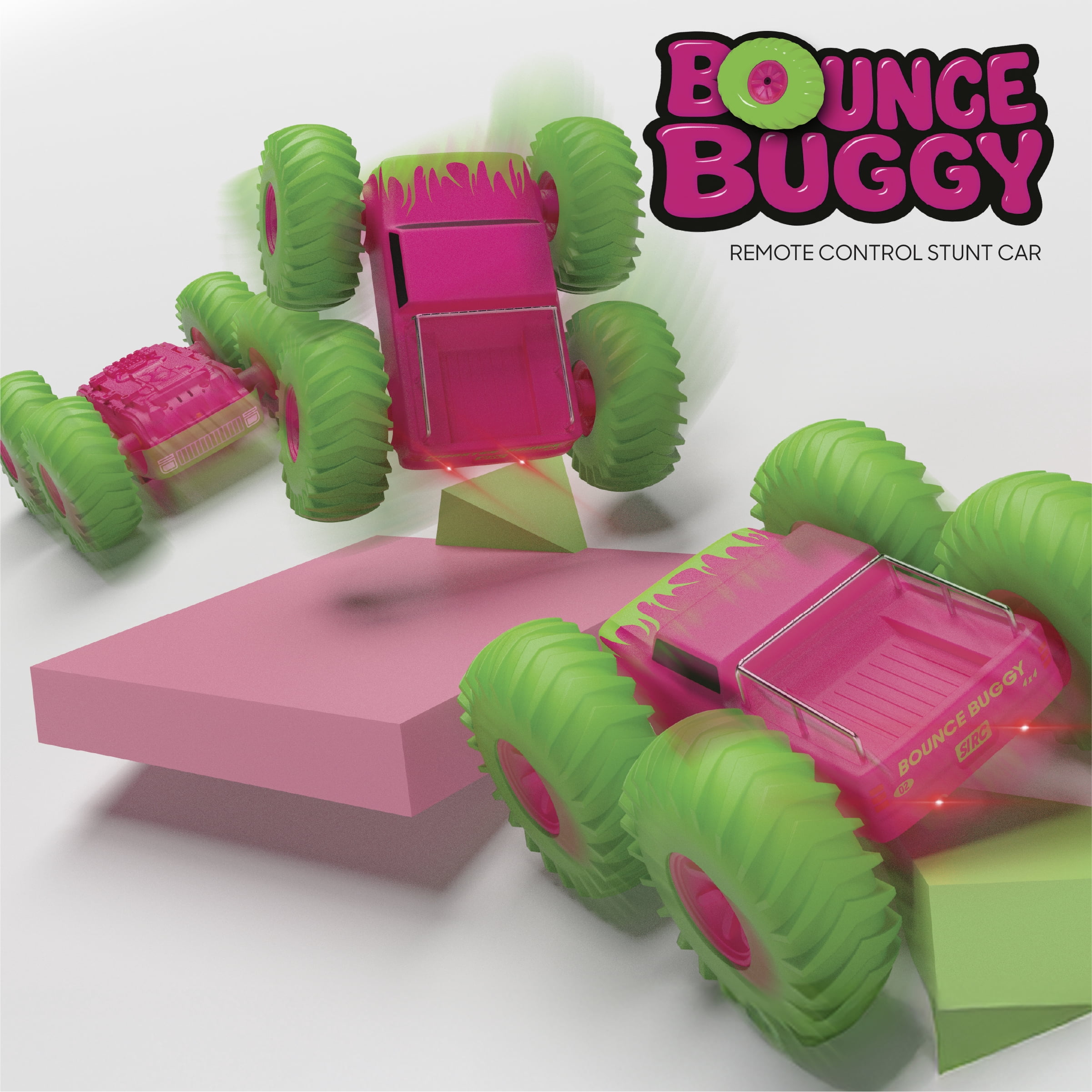 Sharper Image Bounce Buggy RC Stunt Car, Pink, Inflatable Tires, 2.4GHz Remote, High-Speed Flips & Auto Stunts, Pink