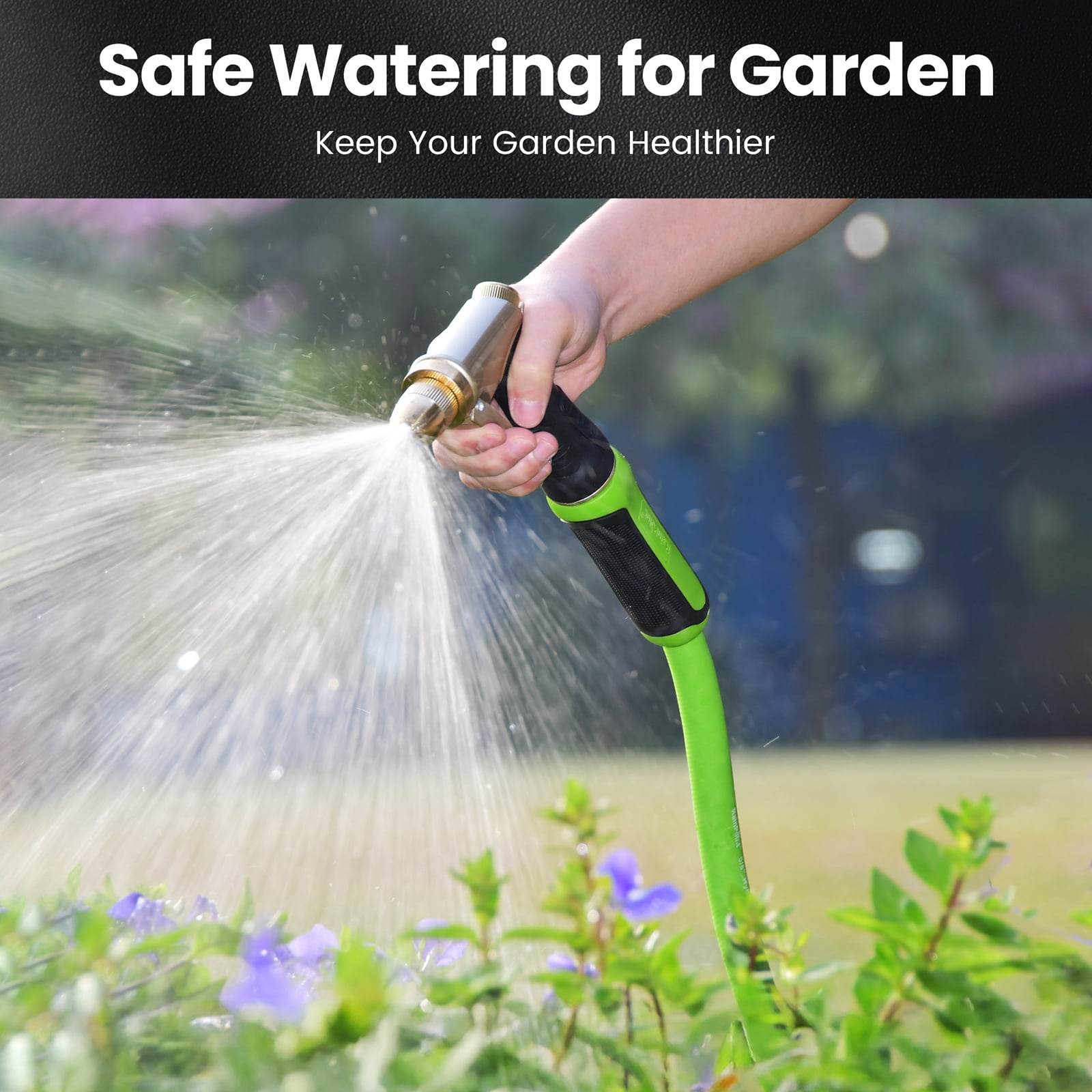 RainPoint Garden Hose 25FT - Made of hybrid rubber, Duty Garden Hose , with brass fittings, 5/8" diameter, and male-to-female connections