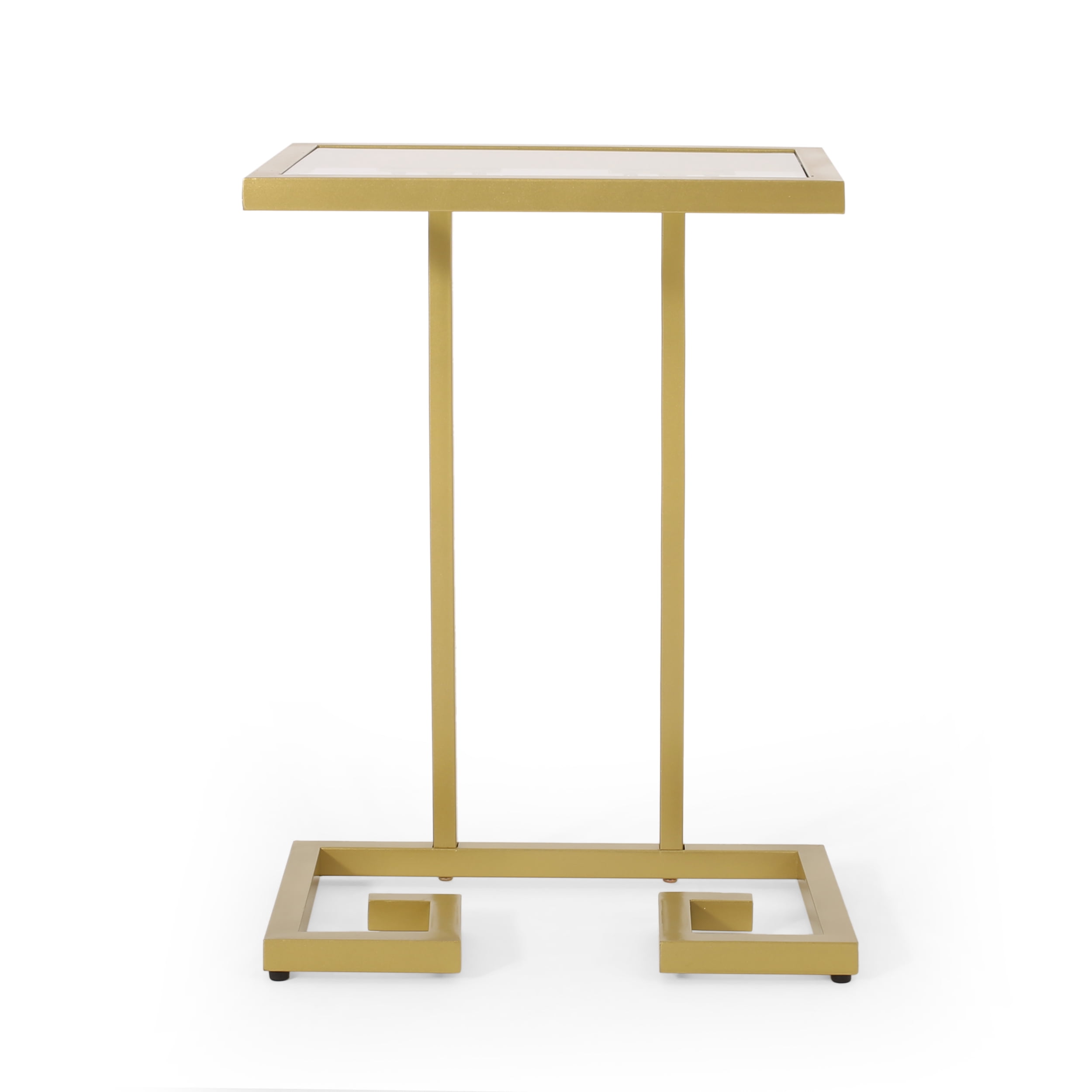 Euroco Modern End Table, Side Table Nightstand with Glass Tabletop & Gold Metal Frame for Small Space,Living Room, Bedroom