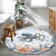 thumbnail image 3 of Octopus Coastal Round Area Rug 3.3Ft Washable Circle Rugs for Dining Room Table, Summer Beach Blue Ombre Coral Starfish Non-Slip Carpet Floor Mats Indoor Outdoor Carpet Runner Aesthetic Home Decor, 3 of 8