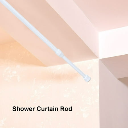 Qiilu Adjustable Spring Loaded Tension Rod Shower Extendable Curtain Closet Window Rail Pole Spring Tension Curtain Rod Adjustable Shower Curtain
