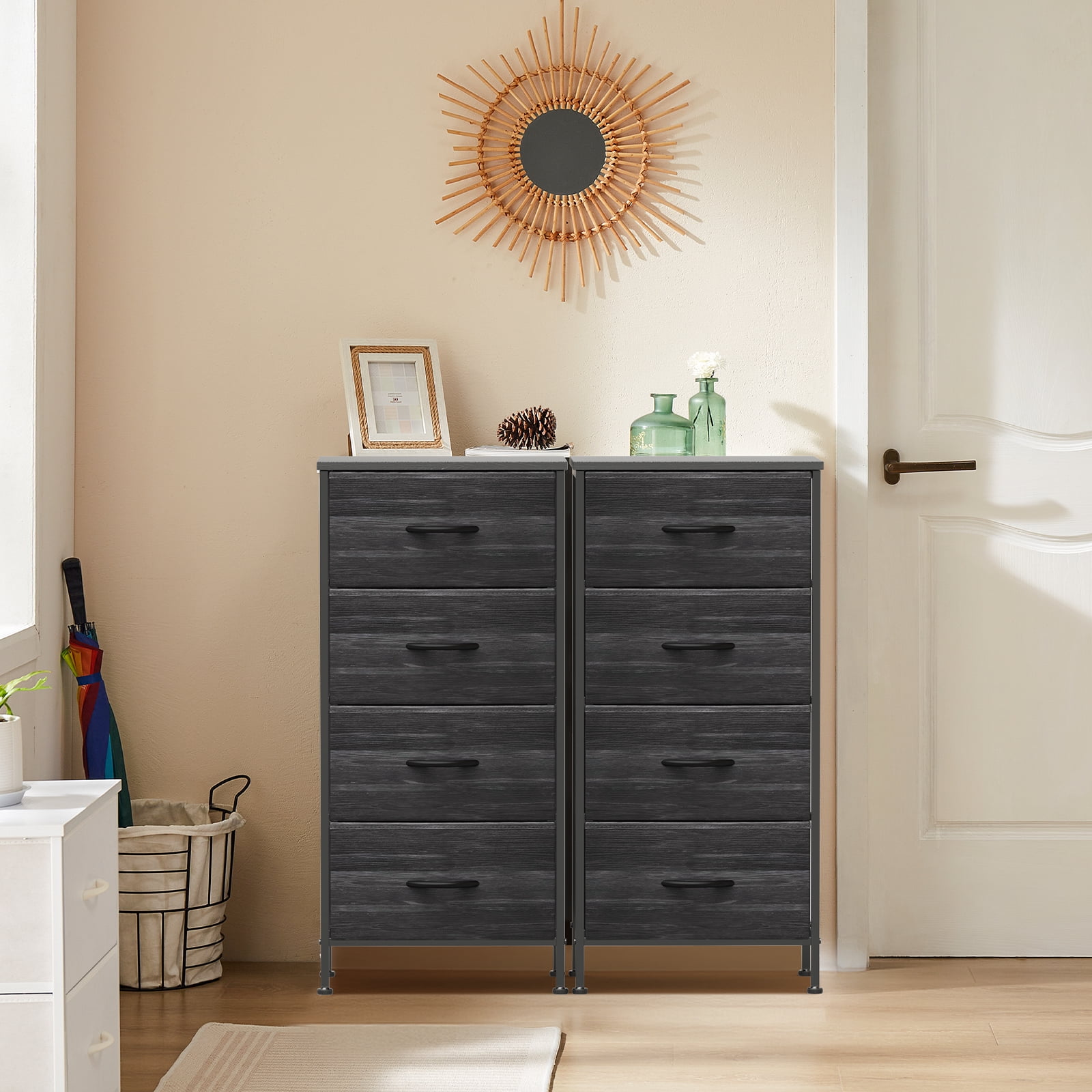 SWEETCRISPY Fabric Dresser With 4 Drawers, Storage Chest For Bedroom, Closet, Living Room, Hallway - Available In Black