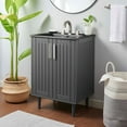 thumbnail image 2 of Sink Vanity Cabinet, Grey Gray Black, Wood, Hotel Bedroom Bathroom, Modern Contemporary HB34061, 2 of 10
