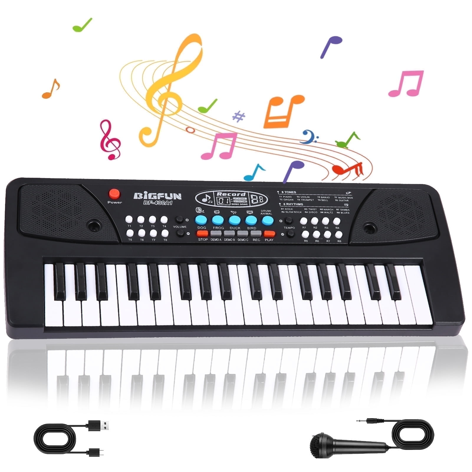 Outgoo 37-Key Kids Piano Keyboard with Microphone, Black