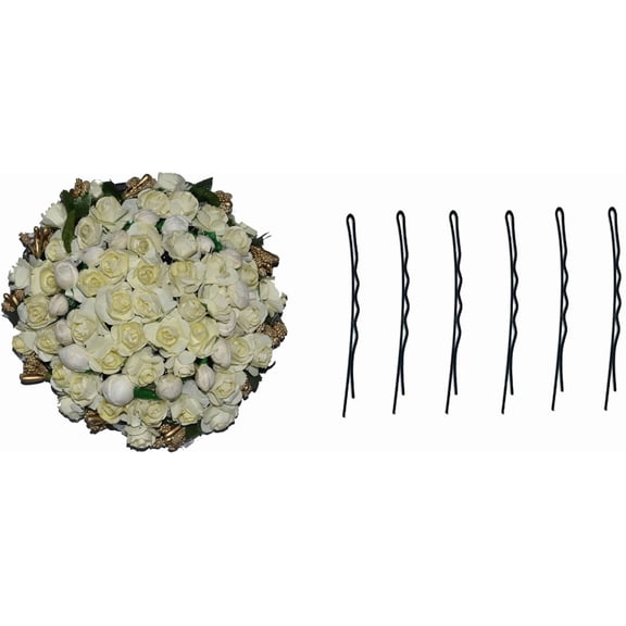 Swadeshi Desire Flower Gajra Hair Accessories For Women and Girls White(with 06 Bob pins)