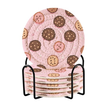 

6 coil coasters 3.94x3.94x0.24 inch water coasters Drink coasters with cup holders Absorbent coasters Heat resistant for bar protection Brown Cookies