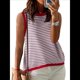 thumbnail image 2 of Camiseta Sin Mangas de Cuello Alto con Bloques de Color y Rayas Informales para Mujer, de Verano 2025, de Punto Holgado, de Corte Alto y Sin Mangas Rosa XL, 2 of 6