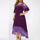 thumbnail image 5 of Vestido de jersey suelto de manga corta de encaje sexy con cuello redondo de talla grande de color sólido informal a la moda para mujer Fridja  qw2700, 5 of 8