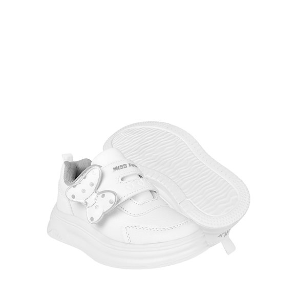 TENIS ESCOLARES MISS PINK NIÑA DAISY SIMIPIEL BLANCO 15-17