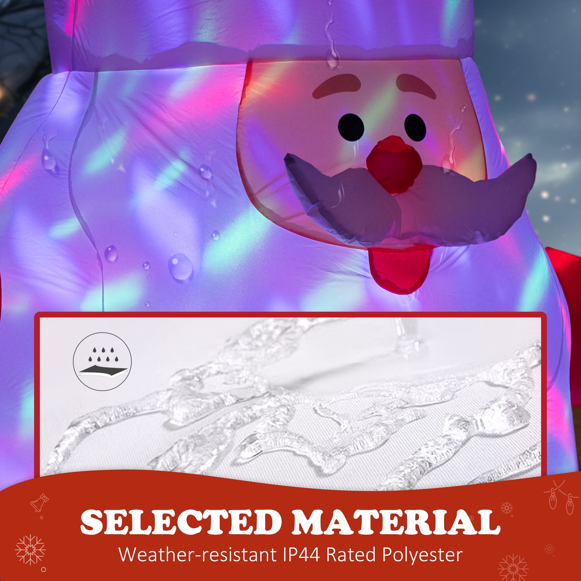 Inflatable Santa Claus with Rotating Magic Ball Light Outdoor Christmas Yard Decoration