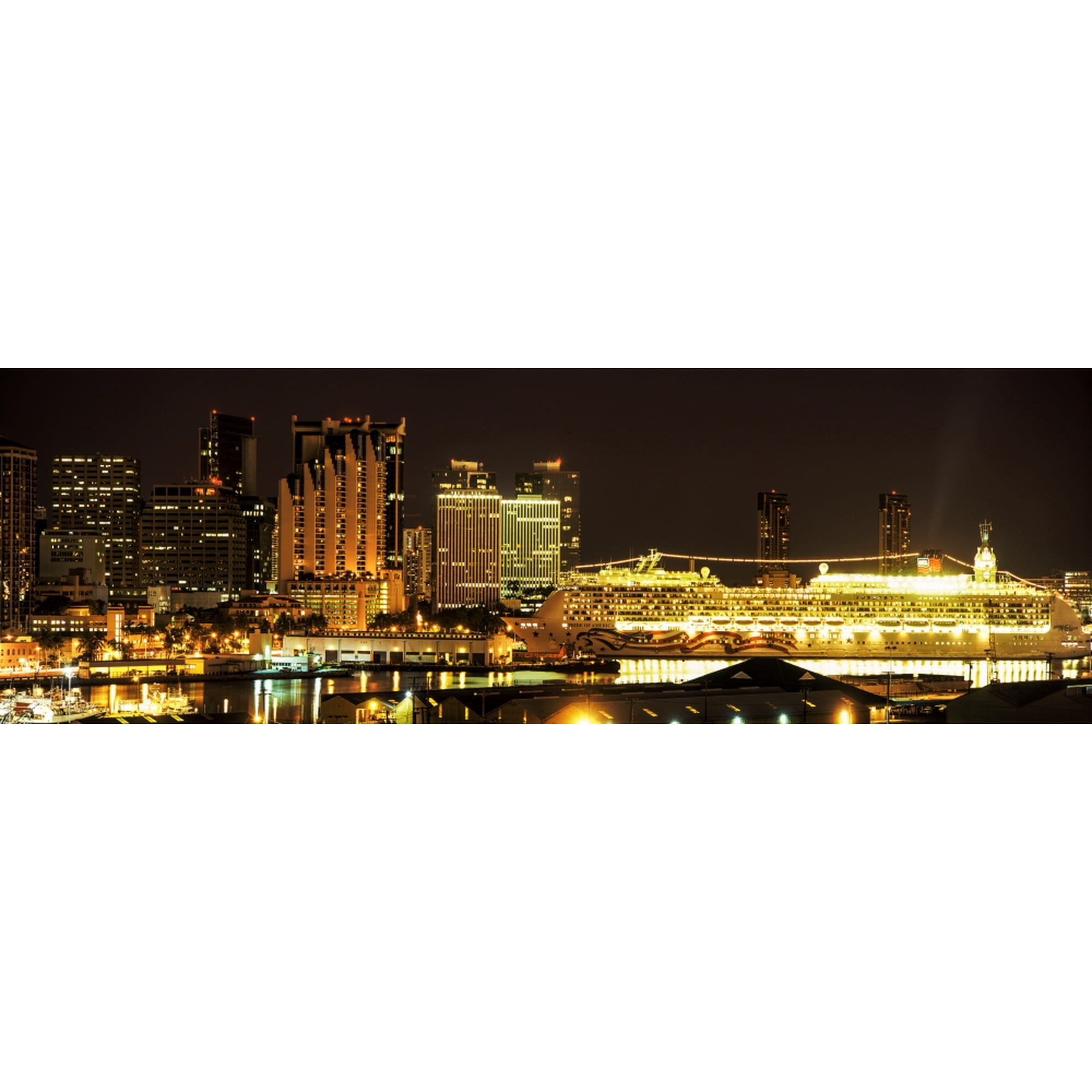 Posterazzi Cruise ships at Honolulu Harbor Honolulu Oahu Hawaii Islands Hawaii USA Canvas Art - Panoramic Images (12 x 36)