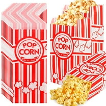 100Pcs Flat Bottom Popcorn Bags, Trianu Paper Popcorn Bags for Family Movie Night Baseball Themed Carnival Christmas Birthday Party
