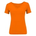 thumbnail image 5 of Summer Tops for Women Regular Shoulder Slim Fit Versatile Solid Color V Neck Short Sleeve T Shirt, 5 of 5