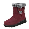 thumbnail image 3 of Willtoo Women's Pu Waterproof Snow Boots Winter Plus Velvet Non-Slip Warm Outdoor Ankle Boots Suitable For Light Camping Fur Lined Sneaker Wine, 3 of 5