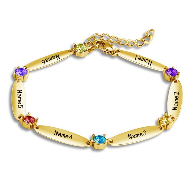 Juego de pulseras talladas con 12 piedras de nacimiento para el Día de la Madre, personalizables, con nombre y diseño creativo, regalo de cumpleaños