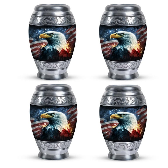 Eagle With American Flag Mini Urns For Ashes - Ashes Urn Adult - Modern Legacy Cremation Urn - Sleek Design for Contemporary Memorials - Adult Size (3inch,4Pcs)