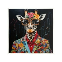 Stupell Industries Giraffe in Floral Suit Animals & Insects Painting Unframed Art Print Wall Art, 12 x 12