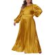 thumbnail image 2 of Vestidos Maxi de Talla Grande para Mujeres Agnes Orinda, con Mangas Largas de Linterna, Fluidos y Plisados, Talla 3X, Color Dorado, 2 of 5