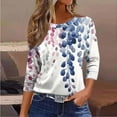 thumbnail image 6 of Levmjia Womens Tops Fashion 3/4 Sleeve T Shirt Casual Loose Fit Floral Printed Pullover Soft Polyester Round Neck Comfortable Tee For Daily Wear, 6 of 8